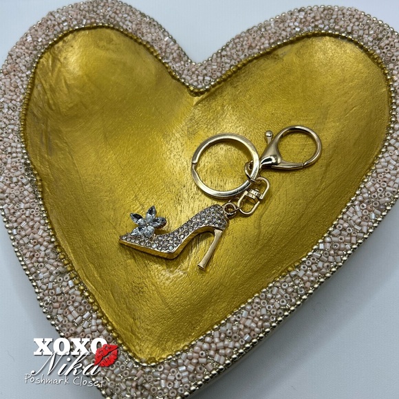 Accessories - Gold High Heel Keychain with Rhinestones